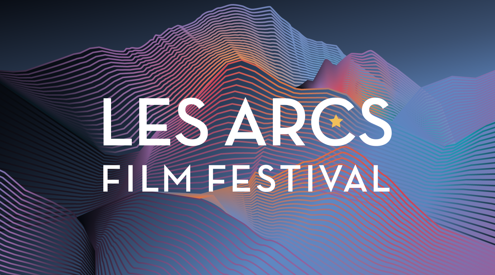 Ondes bleus et rouges, avec inscrit dessus : Les Arcs Film Festival